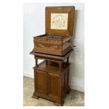 Criterion Oak Music Box w/ Matching Stand C. 1900