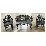 Cast Aluminum Settee & Chairs, 19th C. Style