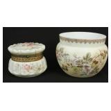 Wave Crest Hand Painted Jardiniere & Powder Box