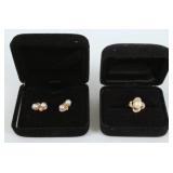 Pair of 14K Pearl Earrings & 18K GF Pearl Ring
