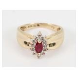10K Yellow Gold Ruby & Diamond Ring