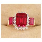 14K Gold Ladies Ruby & Diamond Ring