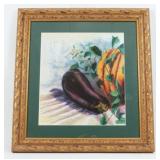 Signed Eggplant Still Life Pastel