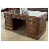 R-Way Furniture Mahogany Desk w/ Tooled Leather