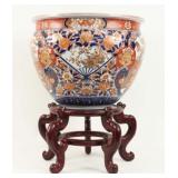 Japanese Imari Porcelain Fish Bowl, Late 19th