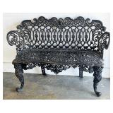 Antique 19th C. Cast Iron Garden Settee w/ Lady Ma