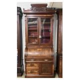 Victorian East Lake Walnut Cylinder Roll Desk