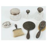 Sterling Silver & Cut Glass Dresser & Travel Items