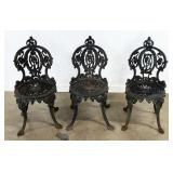 (3) Cast Iron Victorian Style Garden Chairs