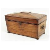 19th C. Chinese Mahogany Tea Caddy w/ Pewter