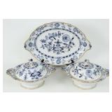 Meissen Blue Onion Porc. Platter & Covered Dishes
