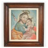 19th C. Retablo Tin In Walnut Victorian Frame
