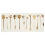 Group of (11) 10K,14K, & 18K Gold Stick Pins