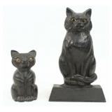 Two Cast Iron Black Cat Doorstops