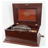 Mira 15 1/2" Disc Mahogany Music Box C. 1900