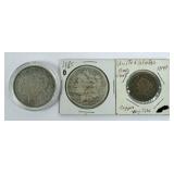 1885 O & 1921 D Morgan Silver Dollars