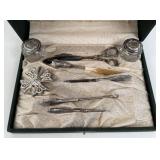 (8) Piece Travel Set w/ Sterling Fittings