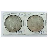 1922 P & 1923 P Peace Silver Dollars