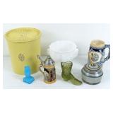 Beer Steins, Glass Owl, Honey Pot, Etc.