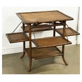 Faux Bamboo & Rotan Serving Cart w/ Shelves