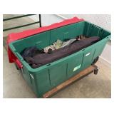 Large Tub w/ Hunting Clothes, Binoculars