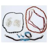 (6) Assorted Necklaces, Coral Color, Etc.