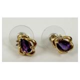Pair of Ladies 14Kt. Amethyst & Diamond Earrings