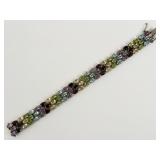 Ladies 7.25' Sterling Multi-Gemstone Bracelet