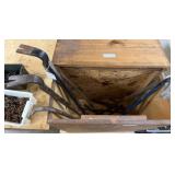 Group of Pry Bars In Wooden Storage Bin