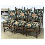 Set of (6) Jacobean Style Carved Oak Chairs