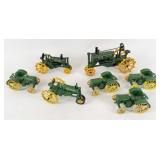 (7) Classic John Deere Metal Tractors