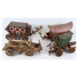 (4) Wooden Covered Wagon Lamps/Night Lights