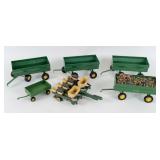 (6) Ertl John Deere Trailers & 4-Row Corn Planter