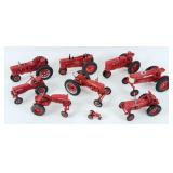 (9) Ertl Farmall Red Diecast Model Tractors
