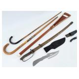 Group of Canes, Knives, & Sword
