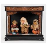 Animatronic Monkey Band In Wooden Japanese Case