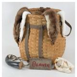 Trapper Backpack w/ Pelts, Beaver Skull, & Horn