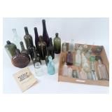 Group of Various Glass Bottles, Vials, & Inkwells