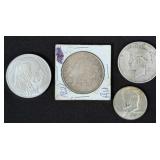 Silver Morgan, Peace, Kennedy & 1 Ozt. Round