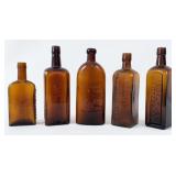 (5) Glass Amber Bitters & Cure Bottles