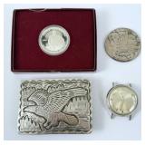 1967 Accutron, Sterling Buckle, & Silver Coins