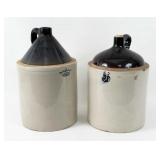 (2) Five Gallon Brown & White Stoneware Jugs