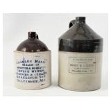 One & Two Gallon Brown & White Stoneware Jugs