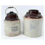 (2) Brown and White Stoneware Crocks