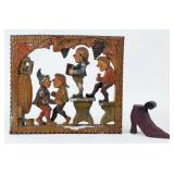 Carved Tavern Scene & Folk Art Box
