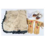 Carriage Blanket, Gloves, & Indian Moccasins
