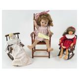 (3) Dolls In Rocking Chairs