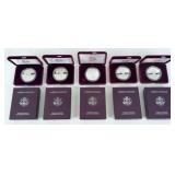 (5) American Eagle 1 Oz. .999 Silver Proof Coins