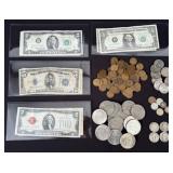 Mixed Group of Currency, Silver, Notes, Etc.