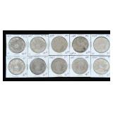 (10) Mexico 8 Reales Silver Coins, 1887-1891